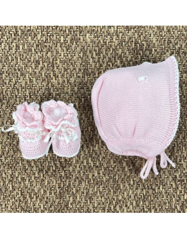 Completo cuffia e babbucce ricamate Cappello e Babbucce