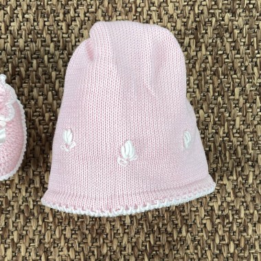 Completo cuffia e babbucce ricamate Cappello e Babbucce