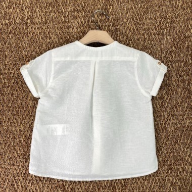 Camicia manica corta in lino Bimbo 2/8 anni