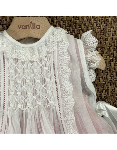 Abito e cuffia elegante punto smock Neonata 0/36