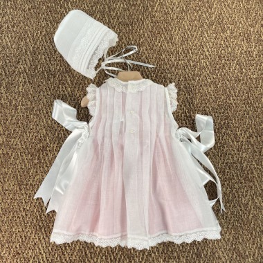 Abito e cuffia elegante punto smock Neonata 0/36