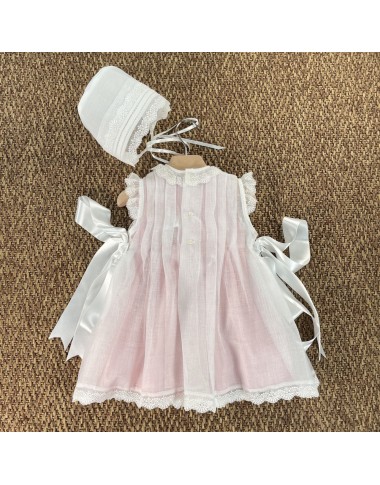 Abito e cuffia elegante punto smock Neonata