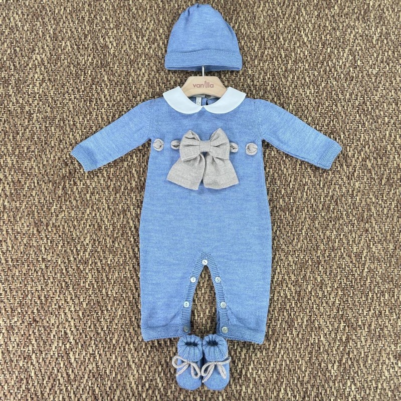 Completo nascita fiocco in lana Neonato 0/36