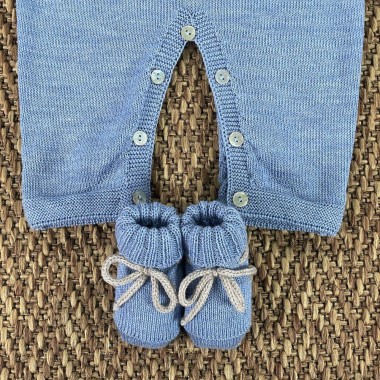 Completo nascita fiocco in lana Neonato 0/36