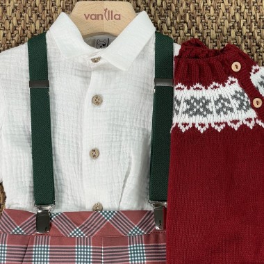 Maglia camicia e bermuda con bretelle Completo