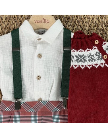 Maglia camicia e bermuda con bretelle Completo