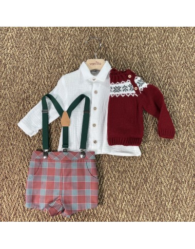 Maglia camicia e bermuda con bretelle Completo