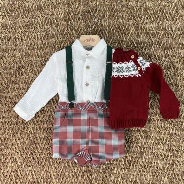 Maglia camicia e bermuda con bretelle Neonato 0/36