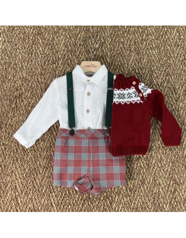 Maglia camicia e bermuda con bretelle Completo