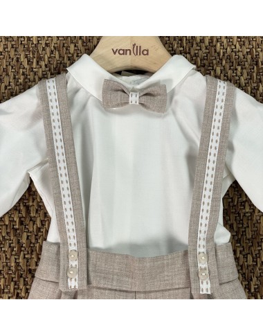 Completo camicia papillon e salopette Neonato