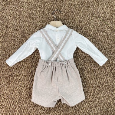 Completo camicia papillon e salopette Neonato 0/36