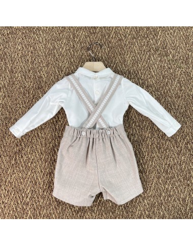 Completo camicia papillon e salopette Neonato 0/36