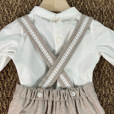 Completo camicia papillon e salopette Neonato 0/36