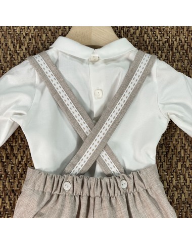 Completo camicia papillon e salopette Neonato