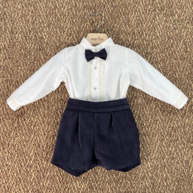 Completo camicia papillon e bermuda Neonato 0/36