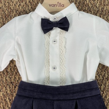 Completo camicia papillon e bermuda Neonato 0/36