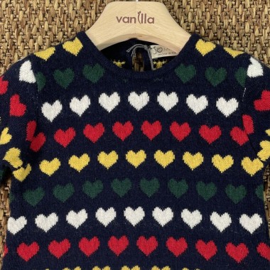 Maglia cuori lana e cashmere Bimba 2/8 anni