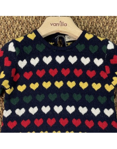 Maglia cuori lana e cashmere Bimba 2/8 anni