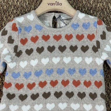 Maglia cuori lana e cashmere Bimba 2/8 anni