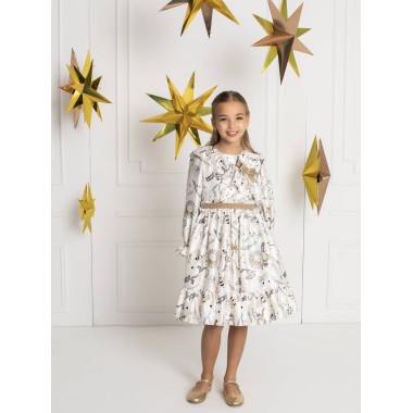 Abito in raso stampato Bimba 2/8 anni