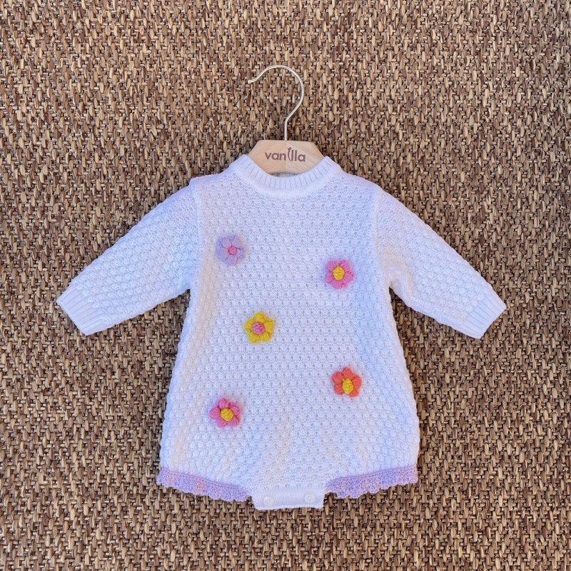 Tutina corta in lana "Fiori d'inverno" Tutine e Set Nascita