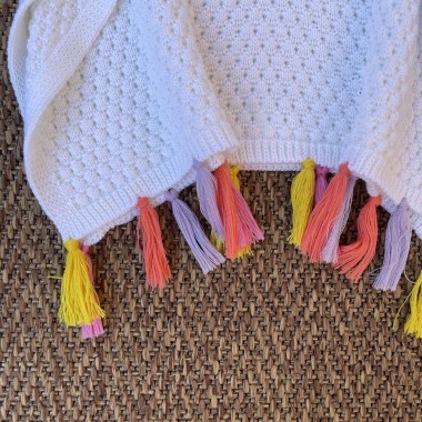 Mantella in lana nappine "Fiori d'inverno" Giubbino e Sacco