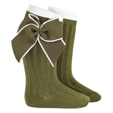 Calzino alto a coste con fiocco Calzini