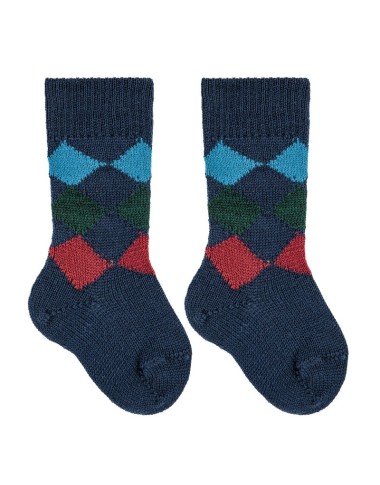 Calzino alto in lana con rombi Calzini