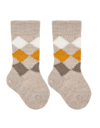 Calzino alto in lana con rombi Calzini