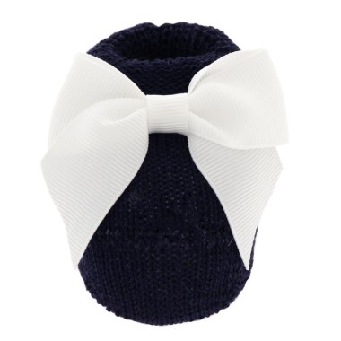 Babbucce fiocco grosgrein grande Babbucce 0/3 mesi