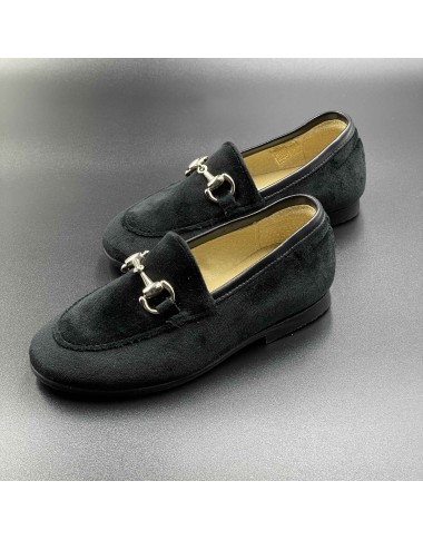 Velvet moccasin with horsebit