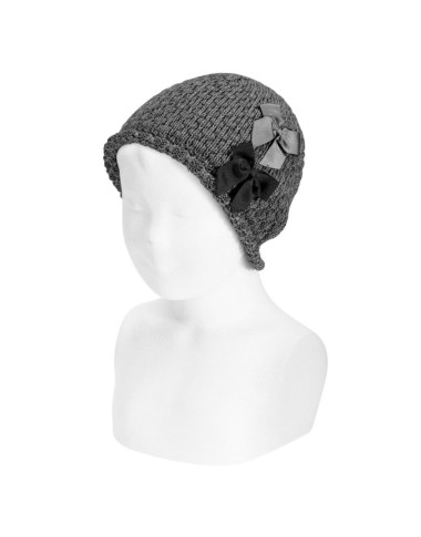 Wool blend hat with two bows