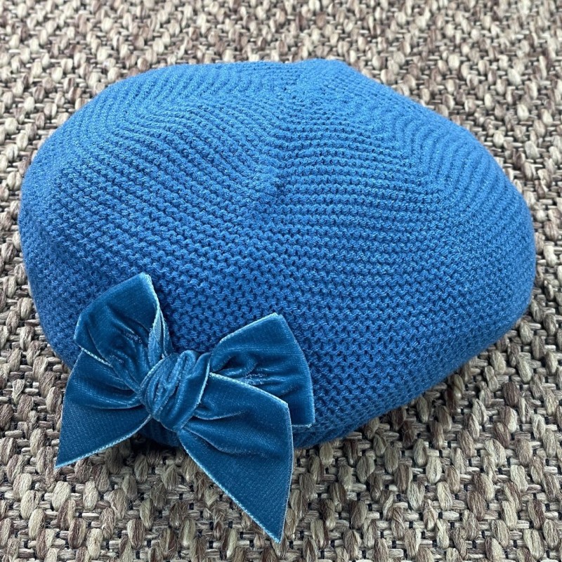 Basco con Fiocco in Velluto Neonata 0/36