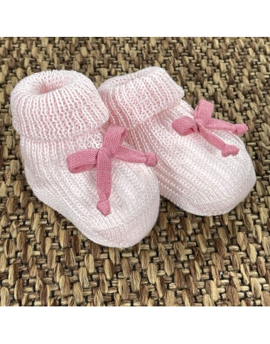 Babbucce in filo a coste fiocco Babbucce 0/3 mesi