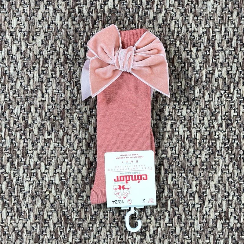 Calzino alto con fiocchi in velluto Accessori