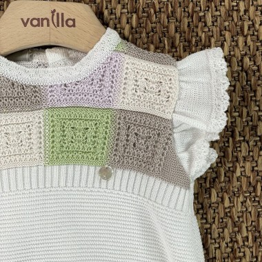 Pagliaccetto e fascia in filo di cotone Completo e Pagliaccetto