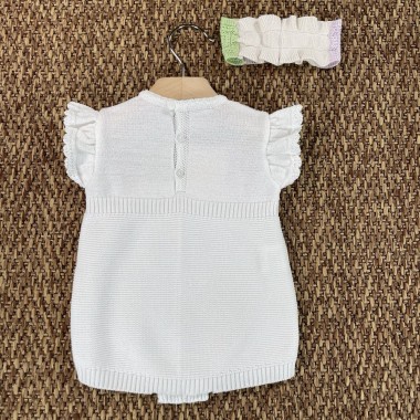 Pagliaccetto e fascia in filo di cotone Completo e Pagliaccetto