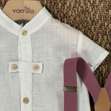 Completo camicia bermuda e bretelle Neonato 0/36