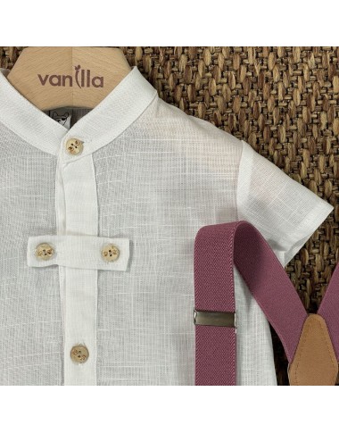 Completo camicia bermuda e bretelle Neonato 0/36