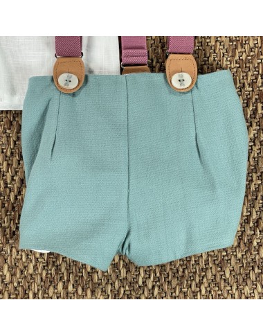 Completo camicia bermuda e bretelle Neonato 0/36