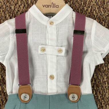 Completo camicia bermuda e bretelle Neonato 0/36