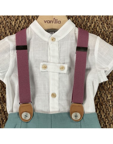 Completo camicia bermuda e bretelle Neonato 0/36