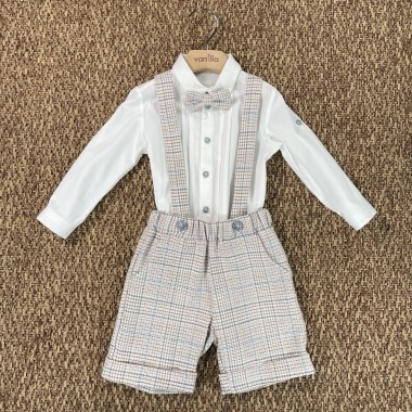 Completo camicia bermuda e papillon Neonato 0/36