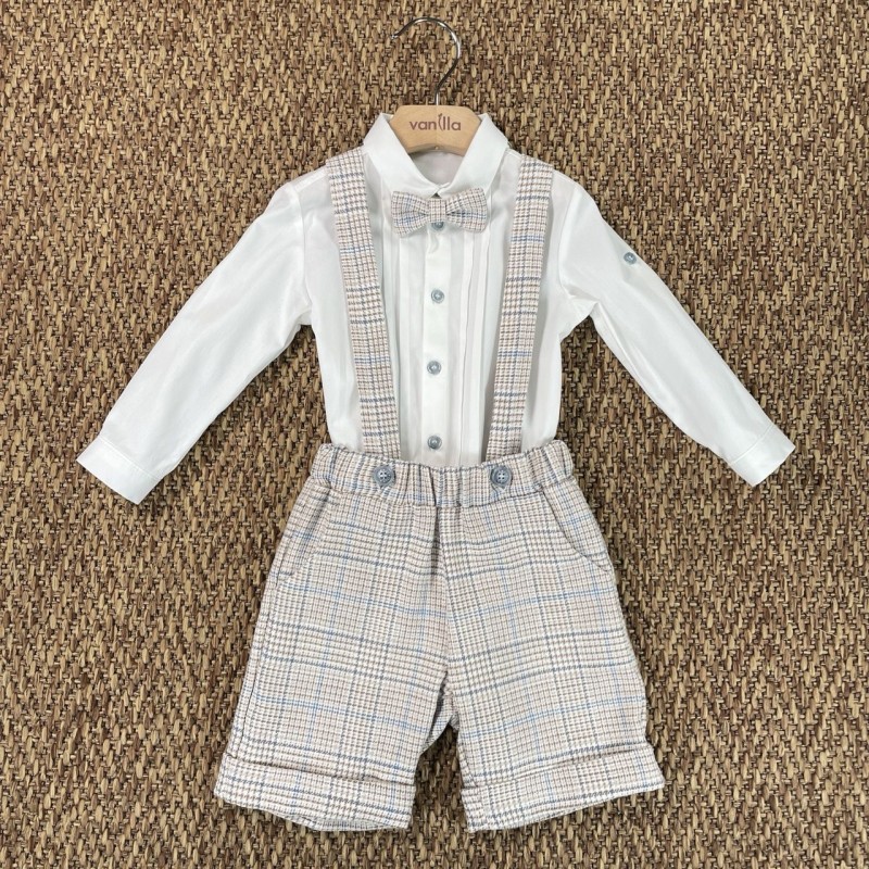 Completo camicia bermuda e papillon Neonato 0/36