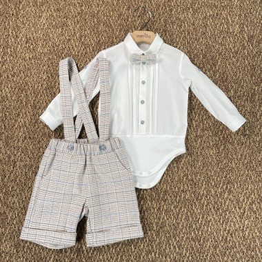 Completo camicia bermuda e papillon Neonato 0/36