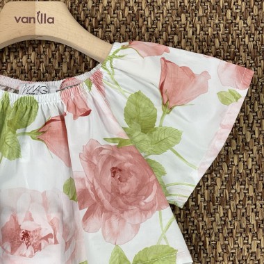 Top cropped in popeline Bimba 2/8 anni