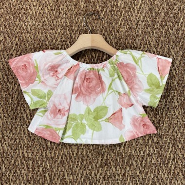Top cropped in popeline Bimba 2/8 anni