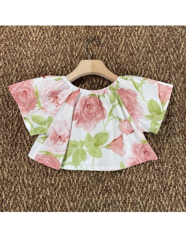 Top cropped in popeline Bimba 2/8 anni
