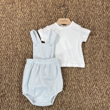 Salopette e maglia vichy Neonato 0/36