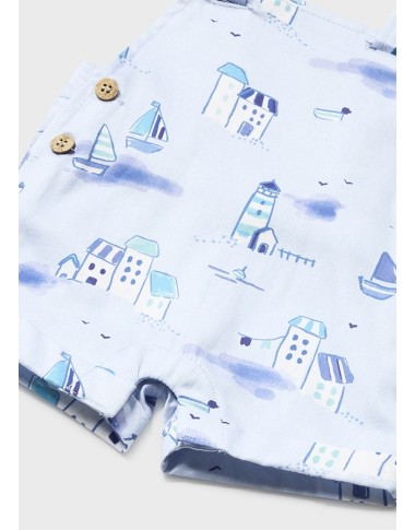 Completo shirt salopette e cappello marino Neonato 0/36